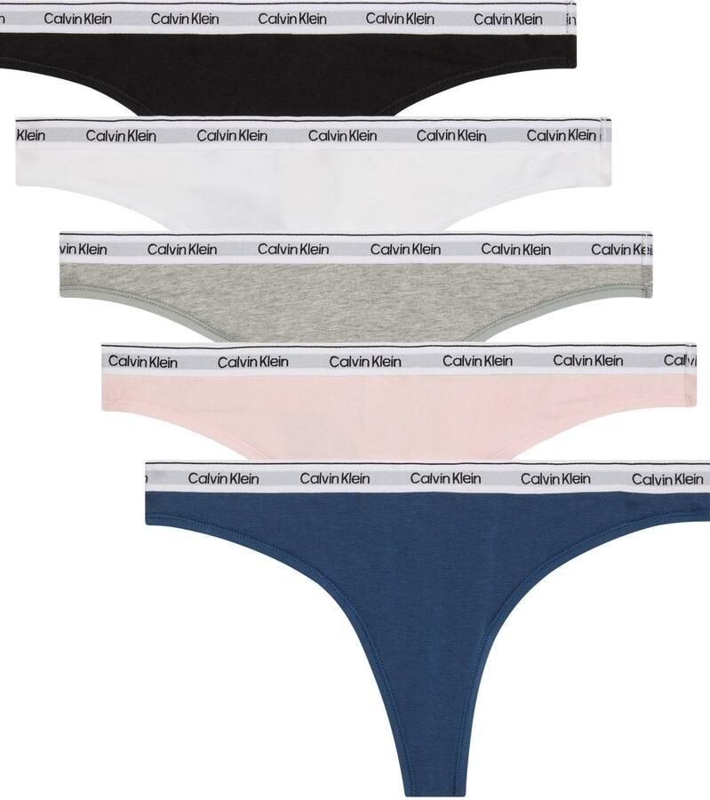 Calvin Klein Underwear String met logostitching in een set van 5 stuks model 'Modern'