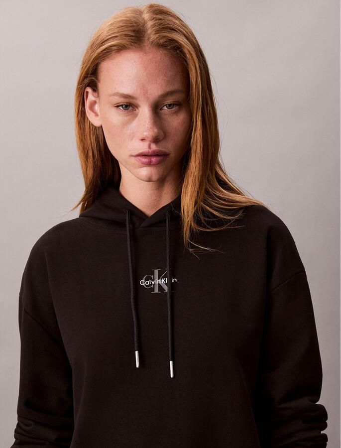 Calvin Klein Jeans Relaxed fit hoodiejurk met logostitching model 'Terry'