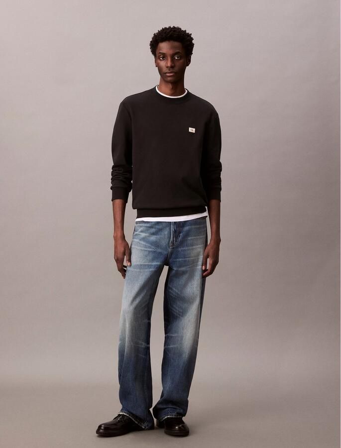 CALVIN KLEIN Heren Truien & Vesten Ls Eu Badge 350terry Cn Swtshrt Zwart - Foto 9