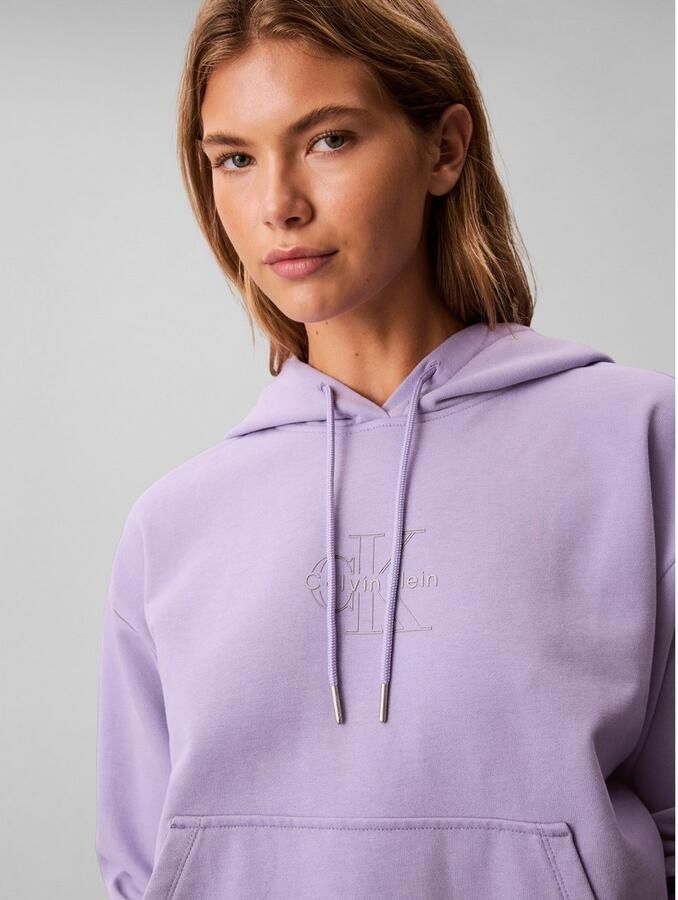Calvin Klein Sweatshirt Capuchon met trekkoord regular fit logo-opdruk