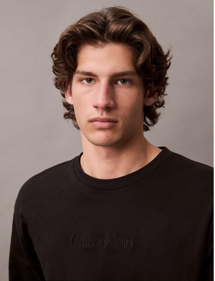 Calvin Klein Effen Logo Geborduurde Nachtmode Sweatshirt Black Heren - Foto 3