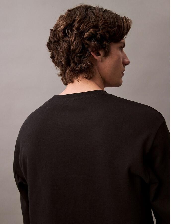 Calvin Klein Effen Logo Geborduurde Nachtmode Sweatshirt Black Heren - Foto 4