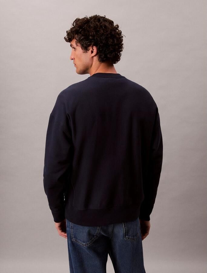 CALVIN KLEIN Heren Truien & Vesten Ls Eu 350terry Monogram Cn Sweat Donkerblauw - Foto 9