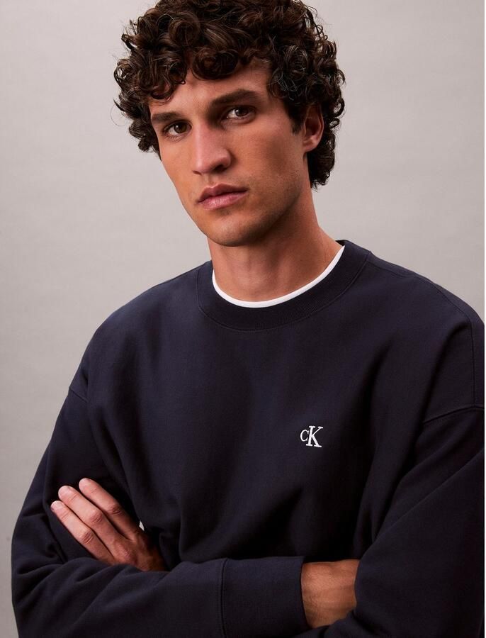 CALVIN KLEIN Heren Truien & Vesten Ls Eu 350terry Monogram Cn Sweat Donkerblauw - Foto 7