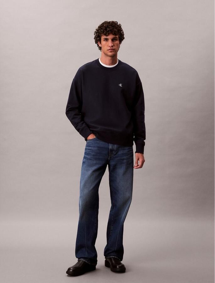CALVIN KLEIN Heren Truien & Vesten Ls Eu 350terry Monogram Cn Sweat Donkerblauw - Foto 8