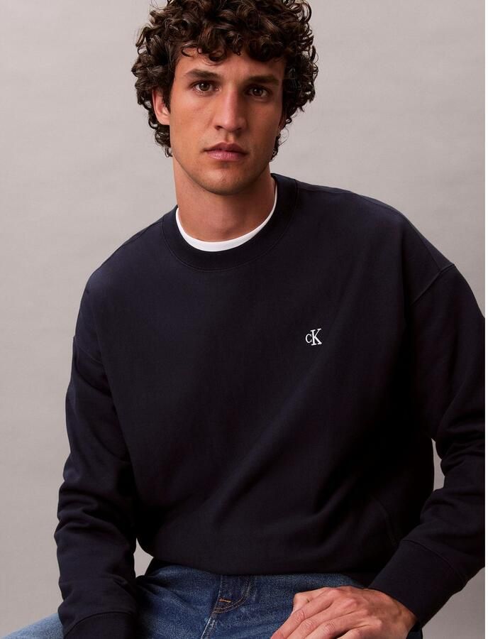 CALVIN KLEIN Heren Truien & Vesten Ls Eu 350terry Monogram Cn Sweat Donkerblauw - Foto 6