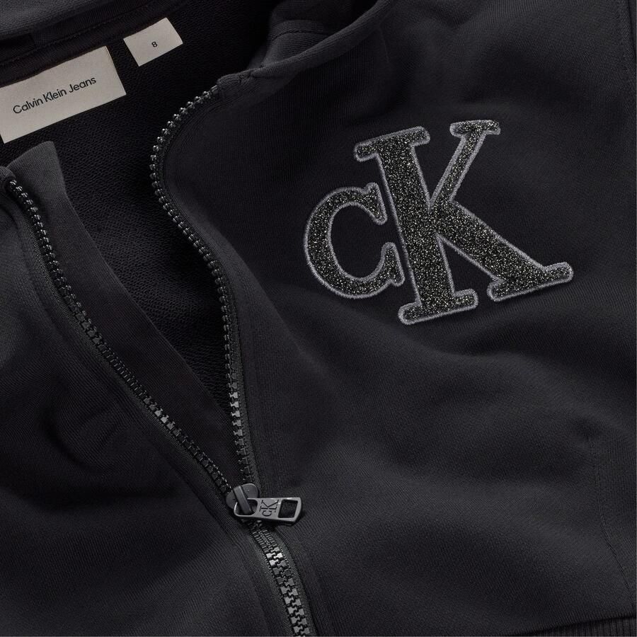 Calvin Klein Sweatvest CK LOGO TERRY ZIP THROUGH voor kinderen tot 16 jaar met glitterapplicatie - Foto 6