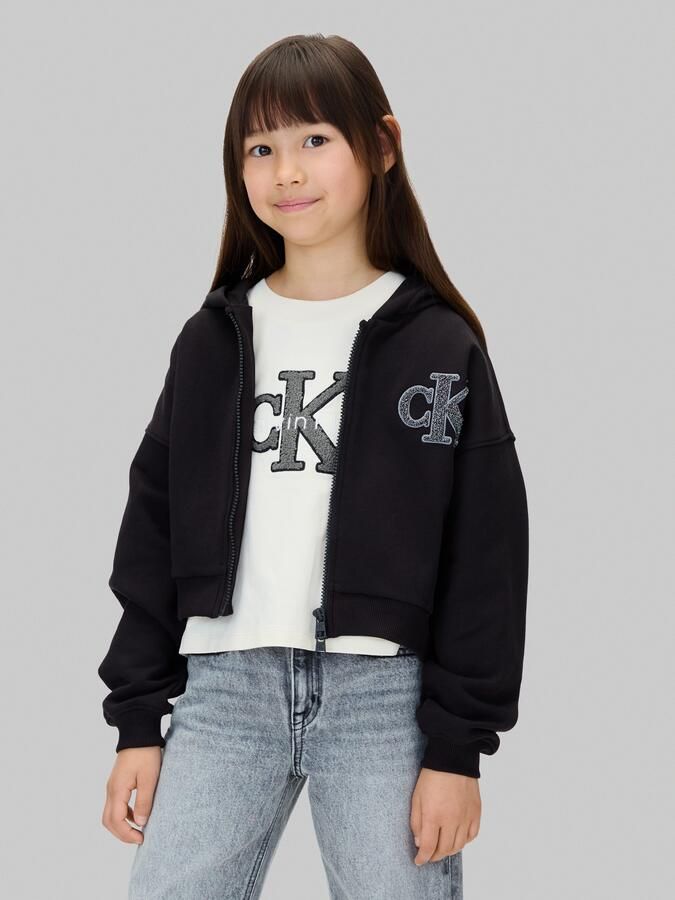 Calvin Klein Sweatvest CK LOGO TERRY ZIP THROUGH voor kinderen tot 16 jaar met glitterapplicatie - Foto 5