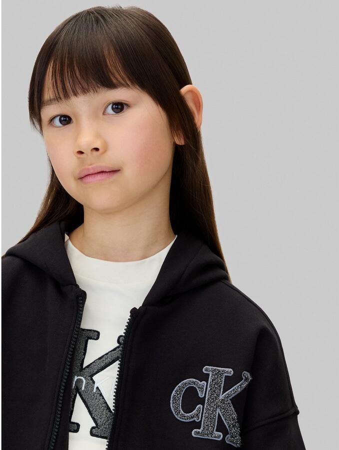 Calvin Klein Sweatvest CK LOGO TERRY ZIP THROUGH voor kinderen tot 16 jaar met glitterapplicatie - Foto 2