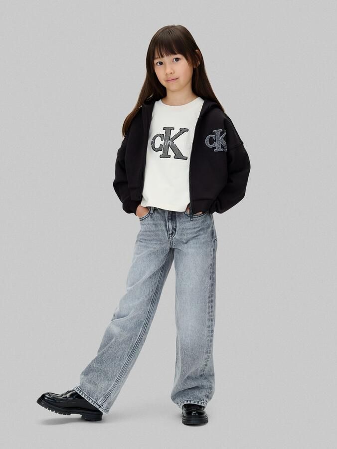 Calvin Klein Sweatvest CK LOGO TERRY ZIP THROUGH voor kinderen tot 16 jaar met glitterapplicatie - Foto 3