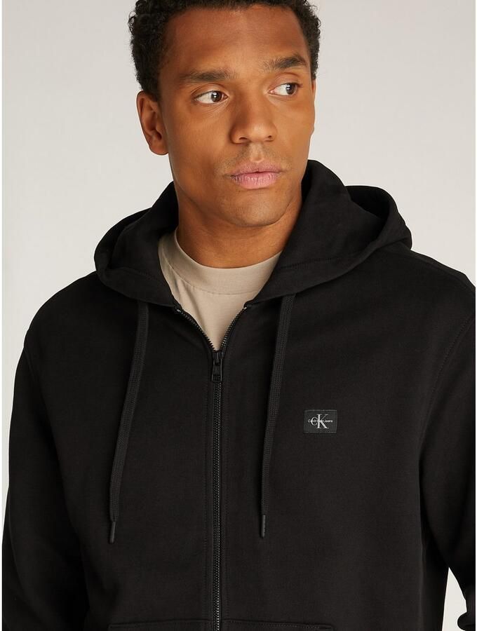 Calvin Klein Sweatvest WOVEN LABEL ZIP THROUGH HOODIE