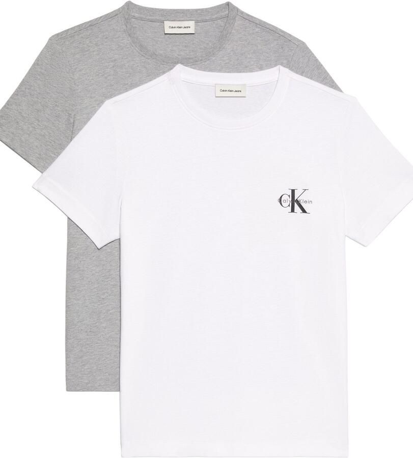Calvin Klein Jeans T-shirt met labelprint in een set van 2 stuks