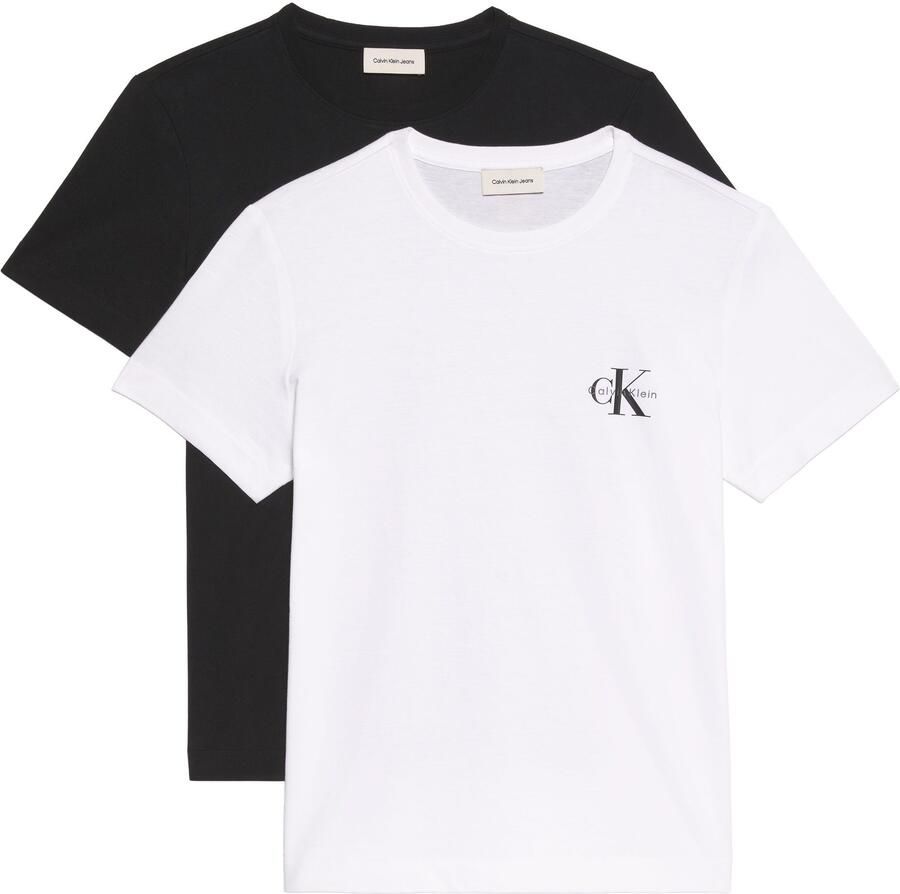 Calvin Klein Jeans T-shirt met labelprint in een set van 2 stuks