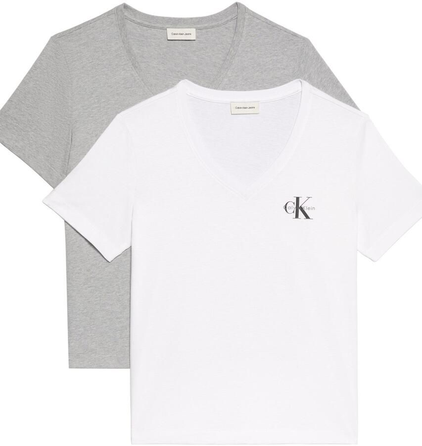 Calvin Klein Jeans T-shirt met labelprint in een set van 2 stuks