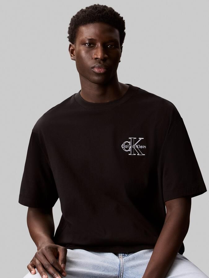Calvin Klein Jeans Regular fit T-shirt met logostitching model 'Micro' - Foto 6