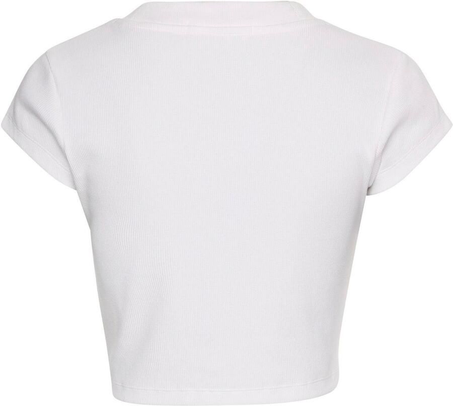 Calvin Klein Shirt met ronde hals CK RIB CROPPED SLIM TEE met ck-logo op borsthoogte