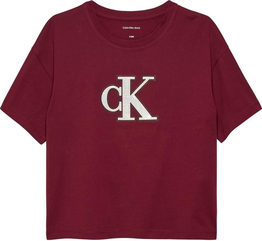 Calvin Klein T-shirt FESTIVE GRAPHIC SS T-SHIRT voor kinderen tot 16 jaar glitterprint - Foto 3
