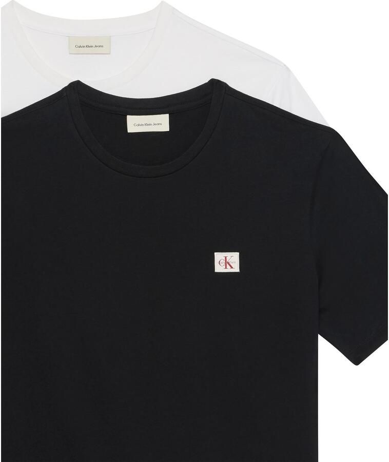 Calvin Klein Jeans T-shirt met labeldetail in een set van 2 stuks