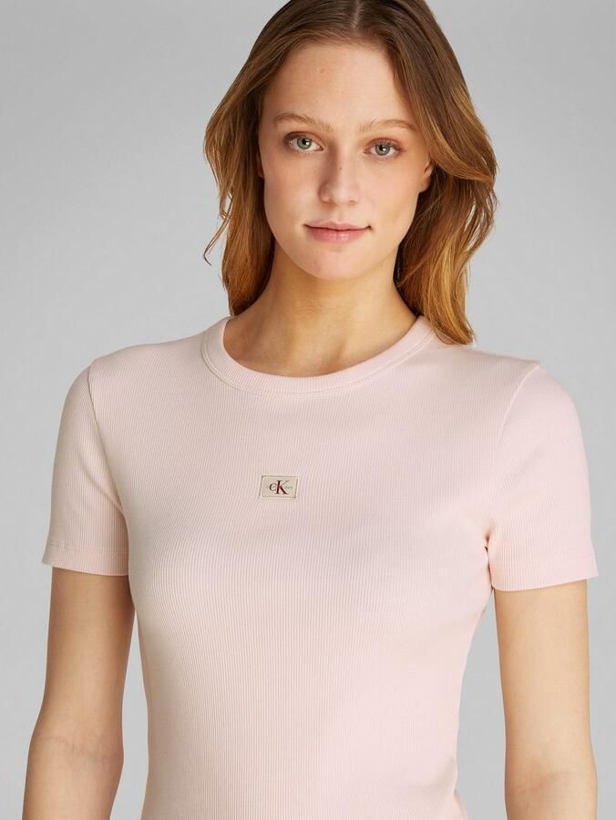 Calvin Klein Jeans T-shirt Korte Mouw WOVEN LABEL RIB FITTED TEE - Foto 3