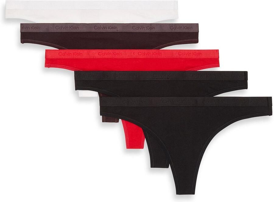 Calvin Klein Underwear Slim fit string met logostitching in een set van 5 stuks model 'Metallic' - Foto 7