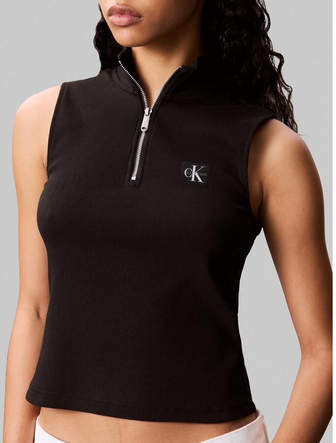 Calvin Klein Jeans Top met opstaande kraag en ritssluiting - Foto 3