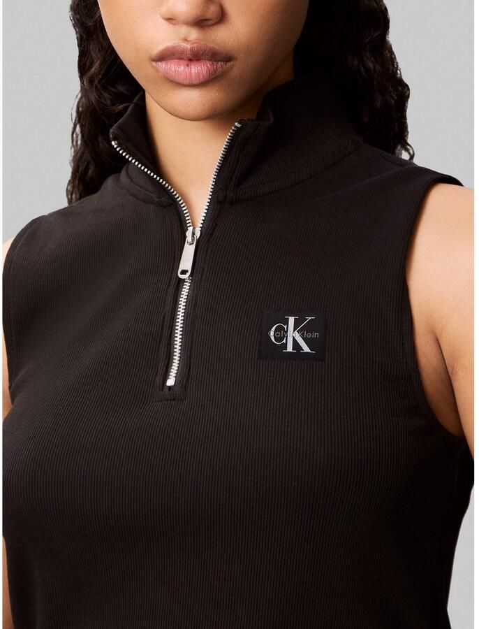 Calvin Klein Jeans Top met opstaande kraag en ritssluiting