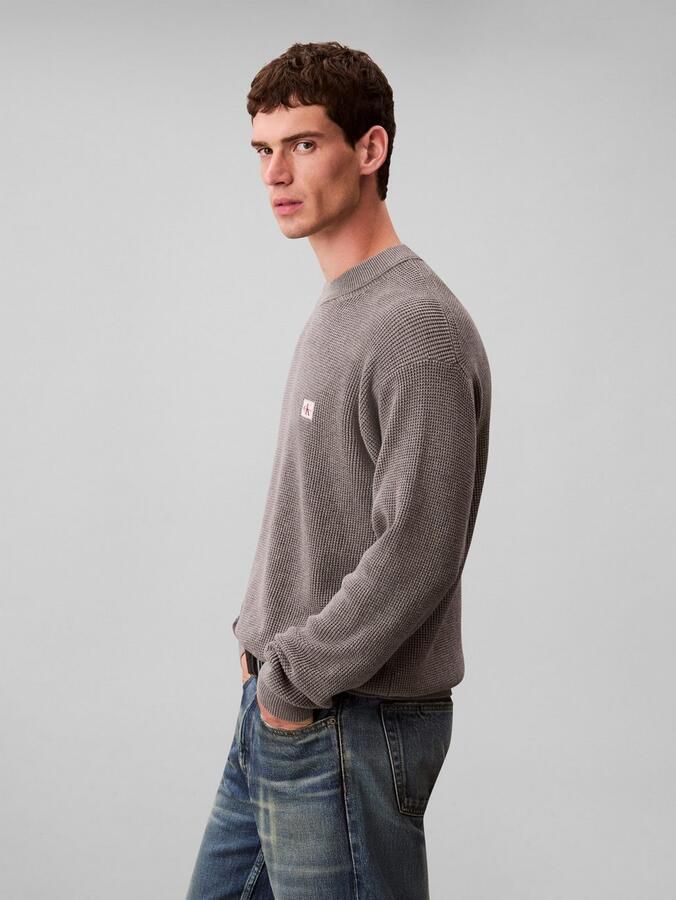 Calvin Klein Trui met ronde hals LS EZ COTTON WAFFLE CRWNK SWTR 9 - Foto 3