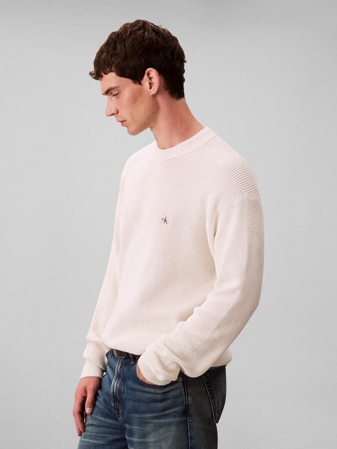 Calvin Klein Trui met ronde hals LS EZ COTTON WAFFLE CRWNK SWTR 9 - Foto 2