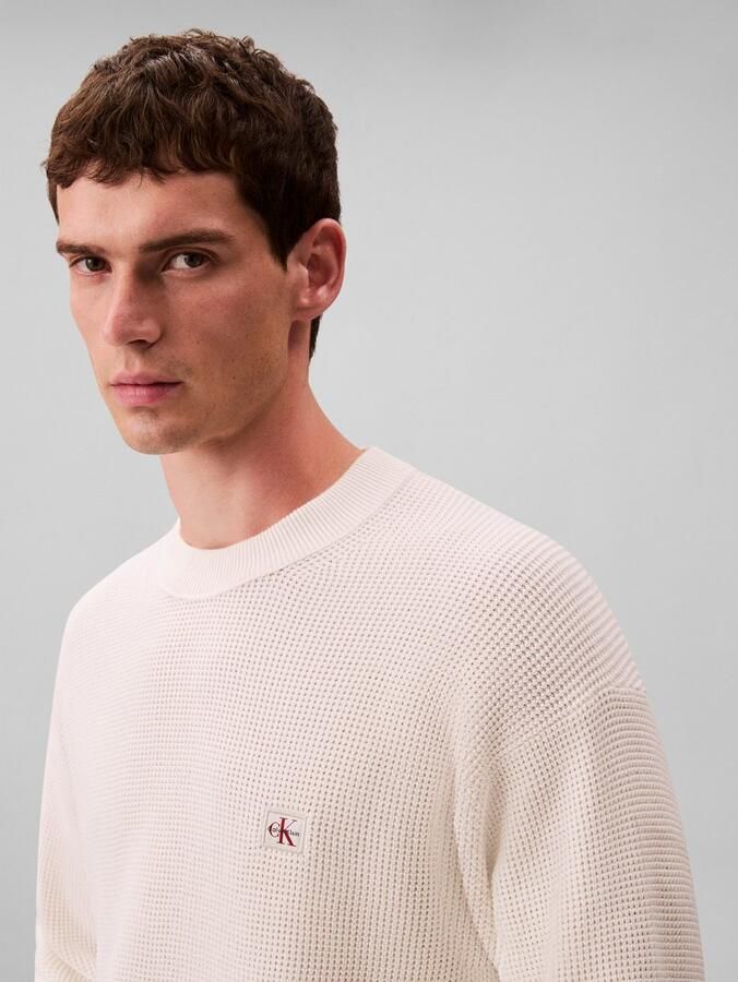 Calvin Klein Trui met ronde hals LS EZ COTTON WAFFLE CRWNK SWTR 9 - Foto 4