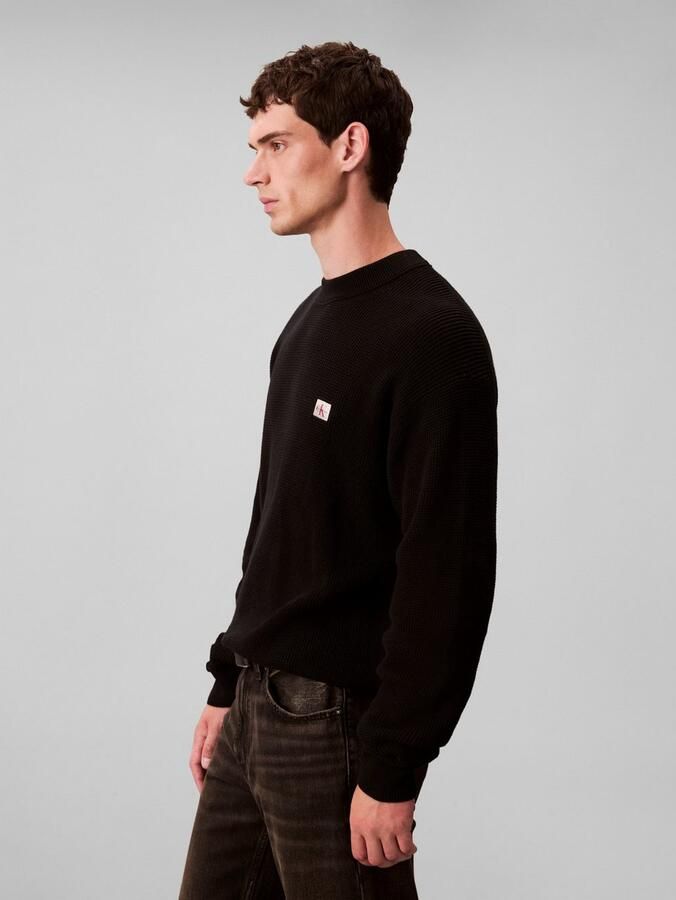 Calvin Klein Trui met ronde hals LS EZ COTTON WAFFLE CRWNK SWTR 9 - Foto 5