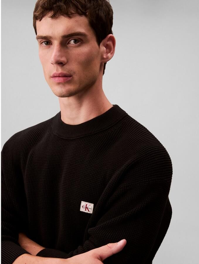 Calvin Klein Trui met ronde hals LS EZ COTTON WAFFLE CRWNK SWTR 9 - Foto 3