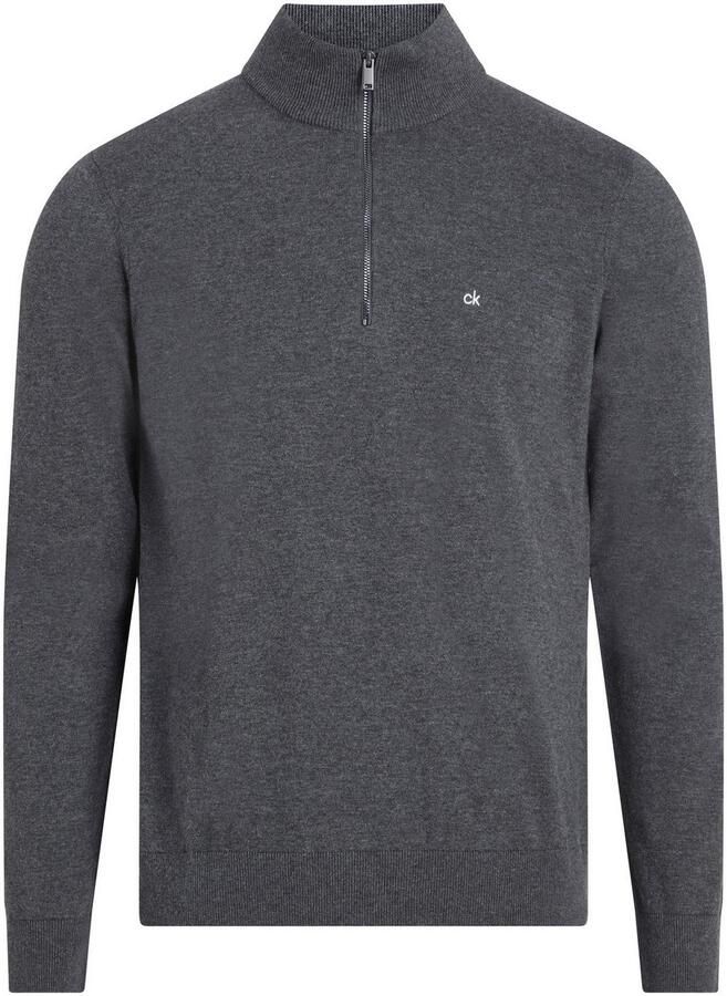 Calvin Klein Trui met staande kraag COTTON SILK BLEND QUARTER ZIP - Foto 3
