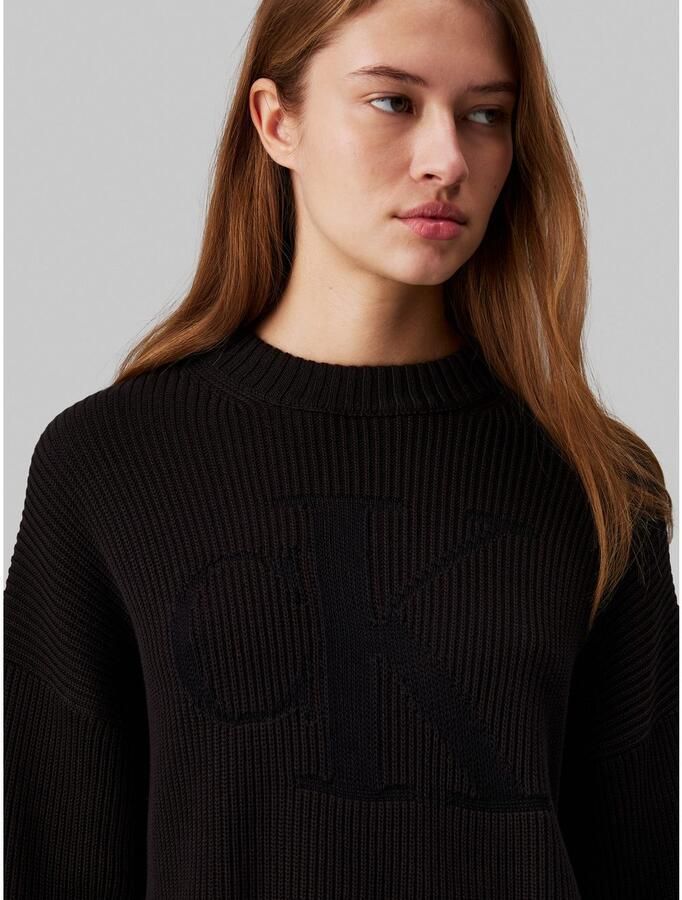 Calvin Klein Trui met staande kraag LOGO INTARSIA REGULAR SWEATER - Foto 2