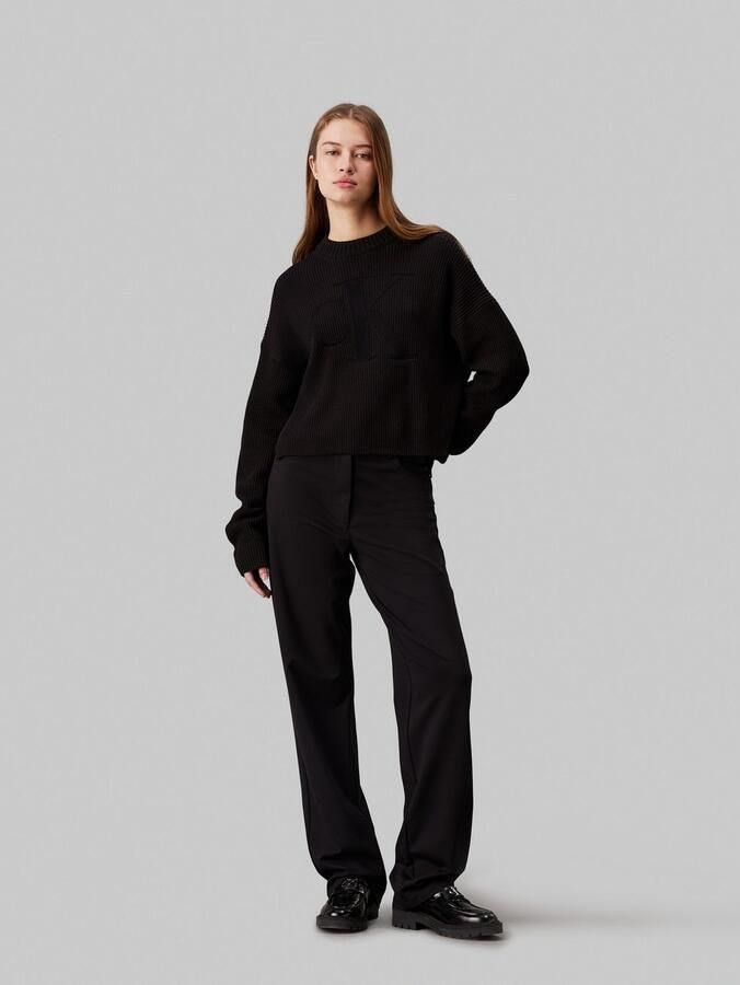 Calvin Klein Trui met staande kraag LOGO INTARSIA REGULAR SWEATER - Foto 5