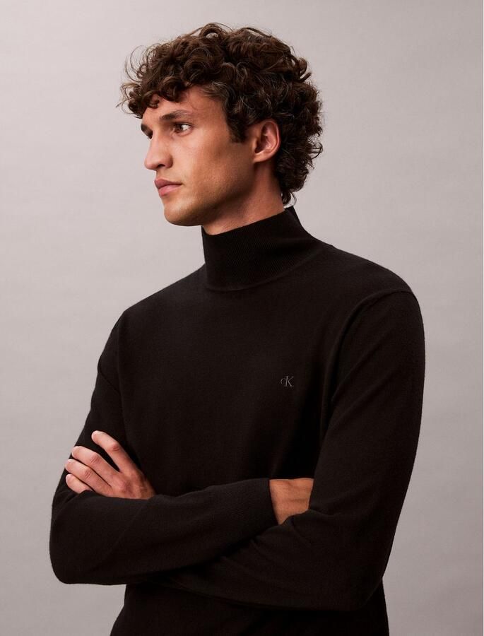 Calvin Klein Trui met staande kraag LS MERINO MOCK NECK SWTR 14GG