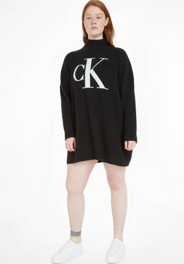 Calvin Klein Coltrui STACKED LOGO TIGHT SWEATER DRESS met col