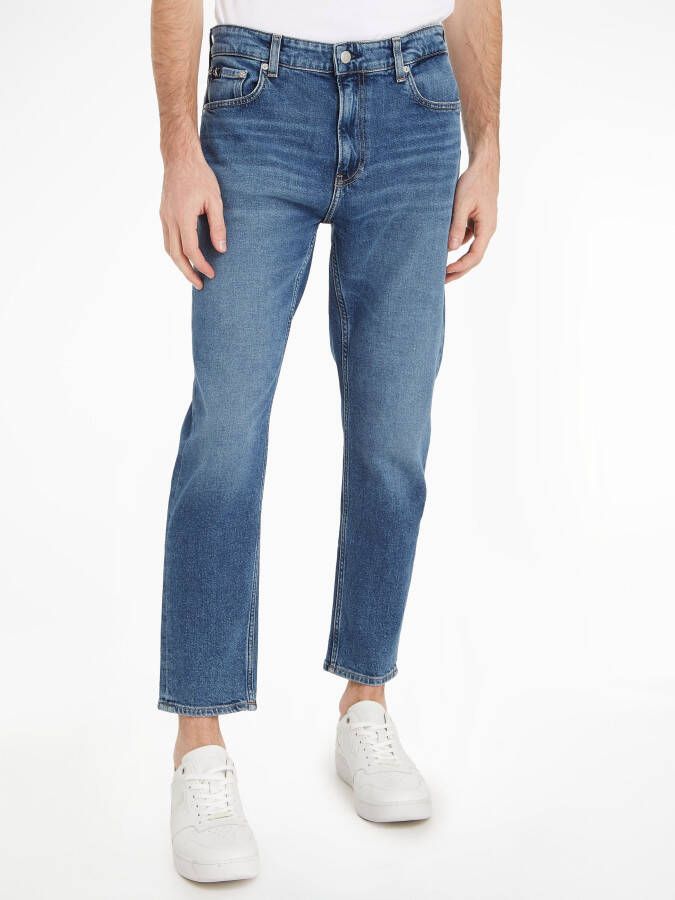 Calvin Klein Jeans Slim Fit Jeans met Medium Taille en Relaxte Pijpen Blue Heren