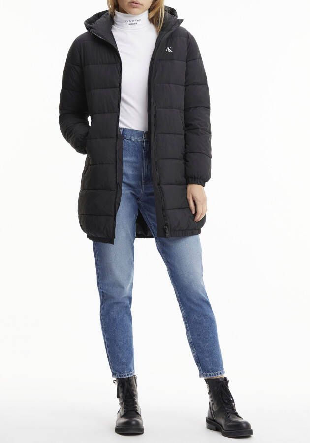 Calvin Klein Doorgestikte jas LOGO HOOD LW PADDED COAT met 2-wegritssluiting