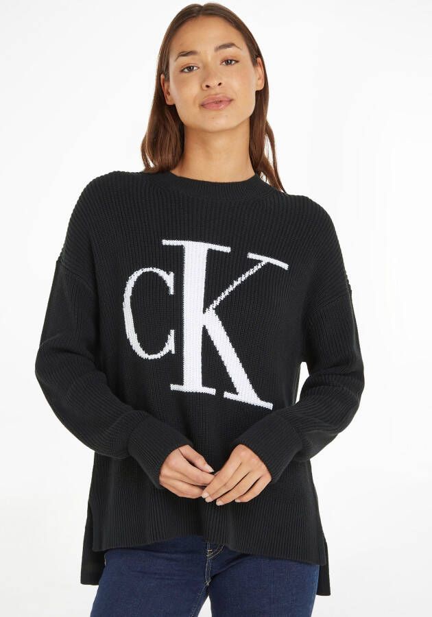 Calvin Klein Jeans Loose fit gebreide pullover van katoen met labeldetail