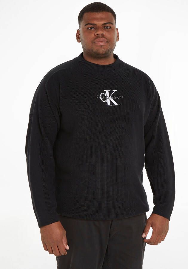 Calvin Klein Zwarte Geribbelde Katoenen Trui Black Heren