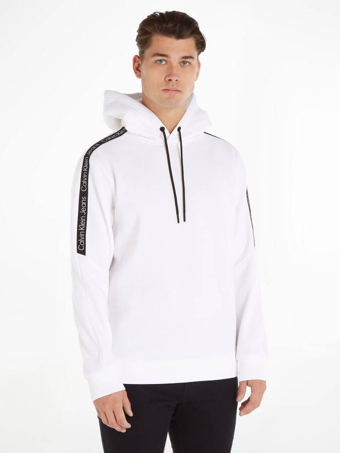 Calvin Klein Witte hoodie met logo tape White Heren