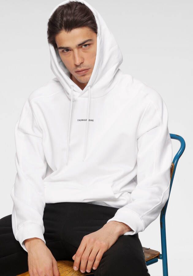 Calvin Klein Witte hoodie met centrale zak en print White Heren