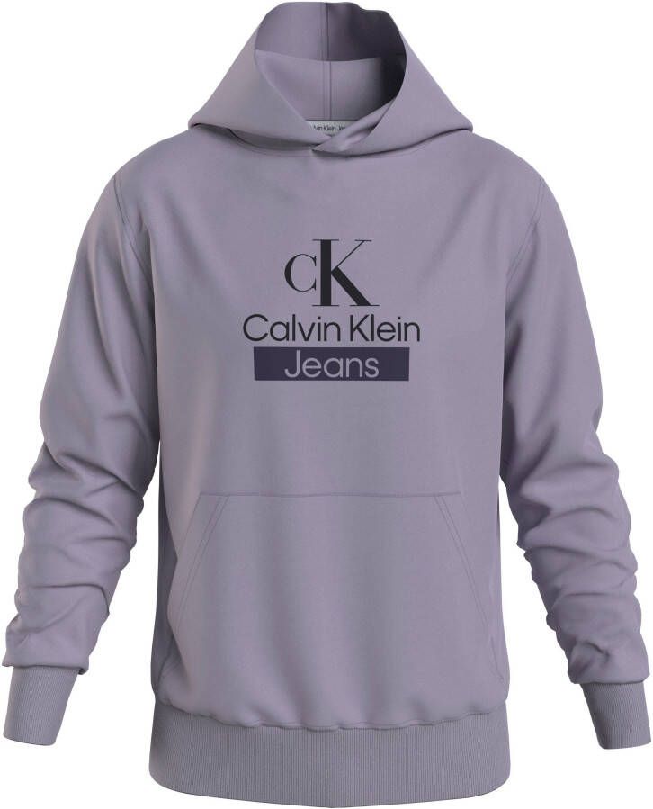 Calvin Klein Stacked Archival Hoodie Purple Heren