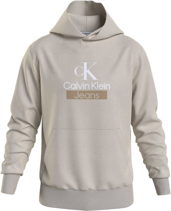 Calvin Klein Jeans Heren Beige Print Hoodie Beige Heren
