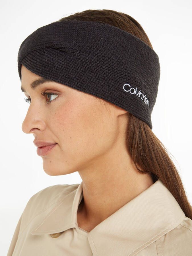 Calvin Klein Zwarte hoofdband met contrastdetails en geborduurd logo Black Dames