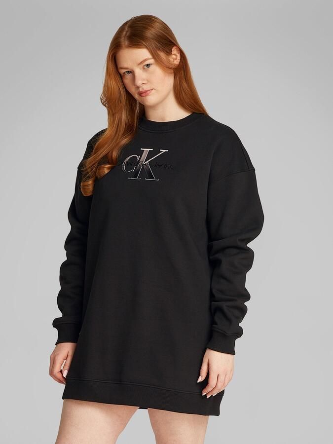 Calvin Klein Jeans Plus Sweatjurk PLUS EMBROIDERED MONOLOGO DRESS met logo borduursel in grote maten - Foto 4