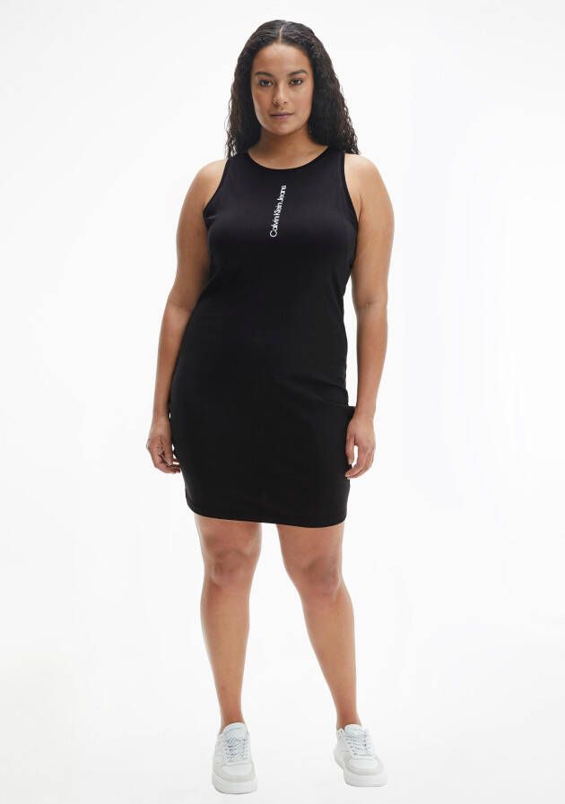 Calvin Klein Jeans Plus Jerseyjurk PLUS FADED LOGO TANK DRESS met calvin klein jeans logo-opschrift