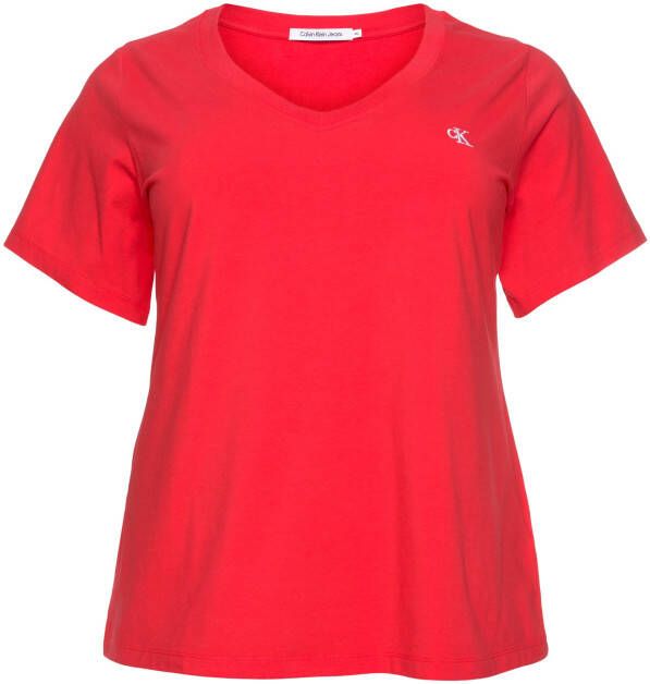 Shirt met V hals PLUS CK EMBROIDERY V NECK TEE met geborduurd calvin klein logo monogram