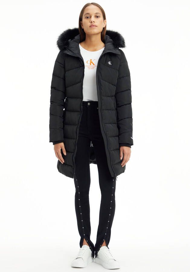 Calvin Klein Jeans Lange jas met labeldetails