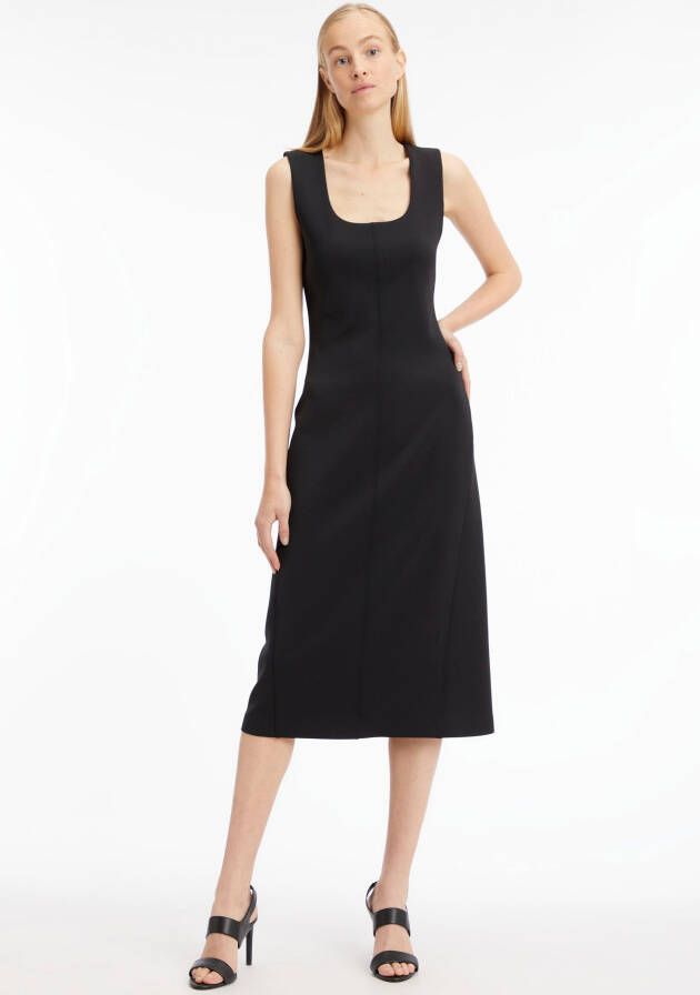Calvin Klein Technical Knit Midi Dress Zwart Dames